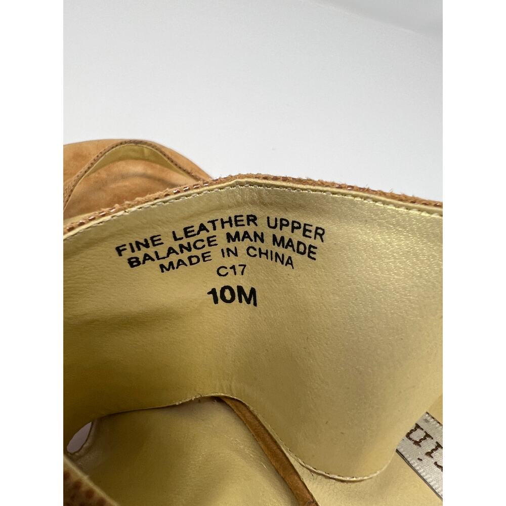 Ann Marino Leather Square Toe Camel Heel Sandals Size 10 - Picture 5 of 15